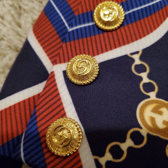 NWT. $3500 GUCCI Printed Dress Size IT40. Dark blue red - Picture 9 of 16